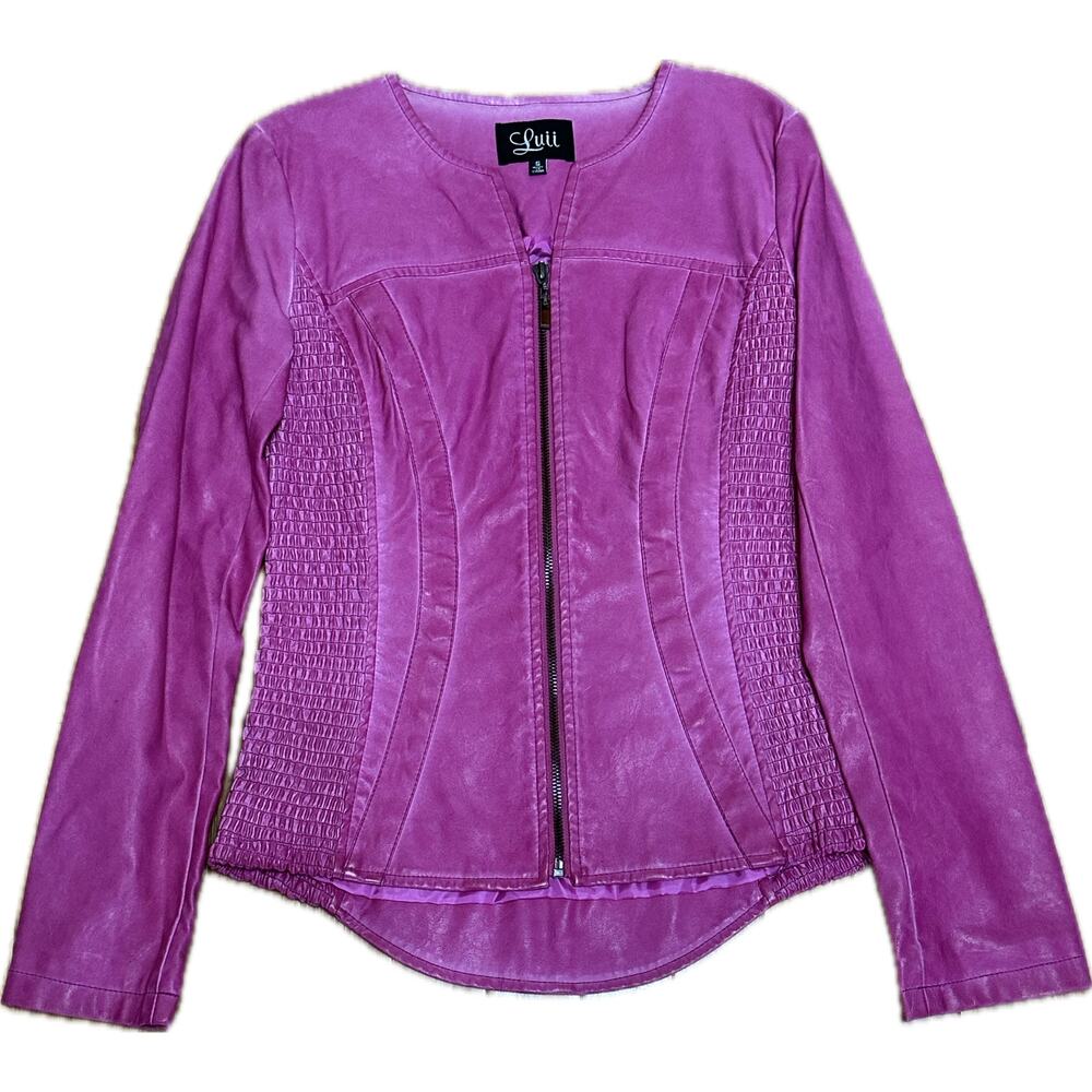 Luii Pink Purple Faux Leather Jacket Size Small NWT
